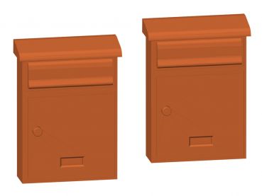 Briefkasten Hausbriefkasten, modern mit Dach, 2 Stück, Spur H0, 1:87