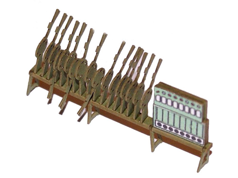 Hebelbank mit Blockwerk kurz für Stellwerk, Lasercut-Bausatz, Spur H0, 1:87
