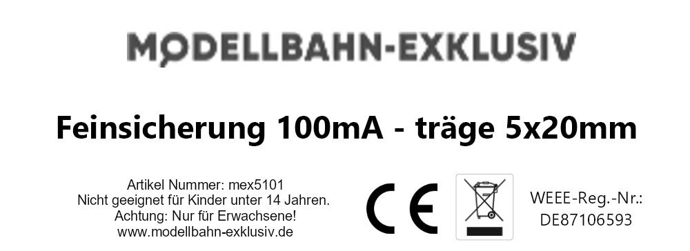 Feinsicherung 100mA - träge 5x20mm